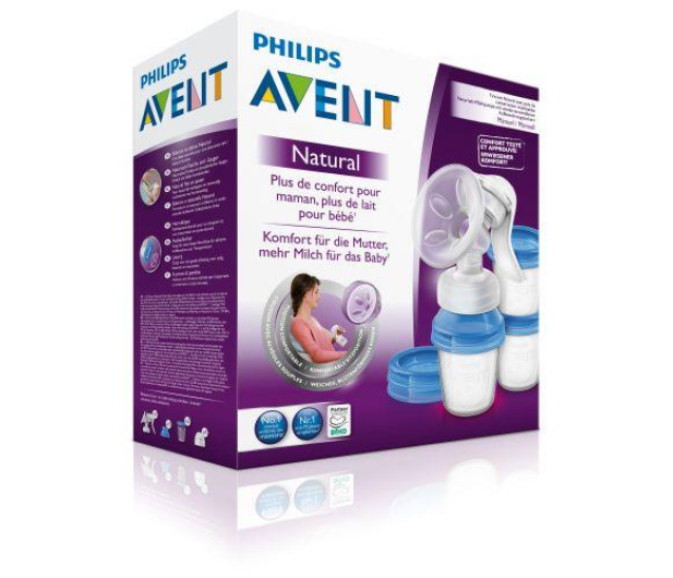 Philips Avent Laktator Ręczny NATURAL +3x Pojemnik VIA Na Pokarm - 320349 - zdjęcie 3